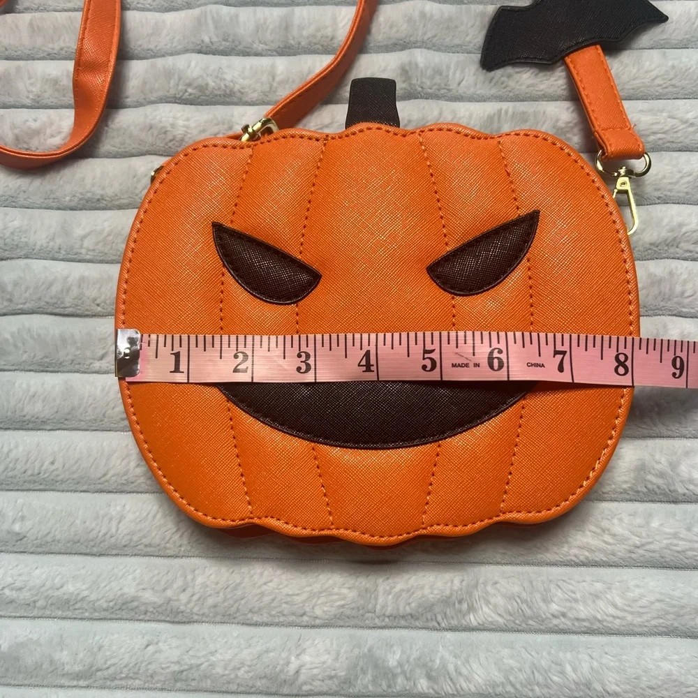Orange Pumpkin Jack o lantern Crossbody Bag - Picture 3 of 9